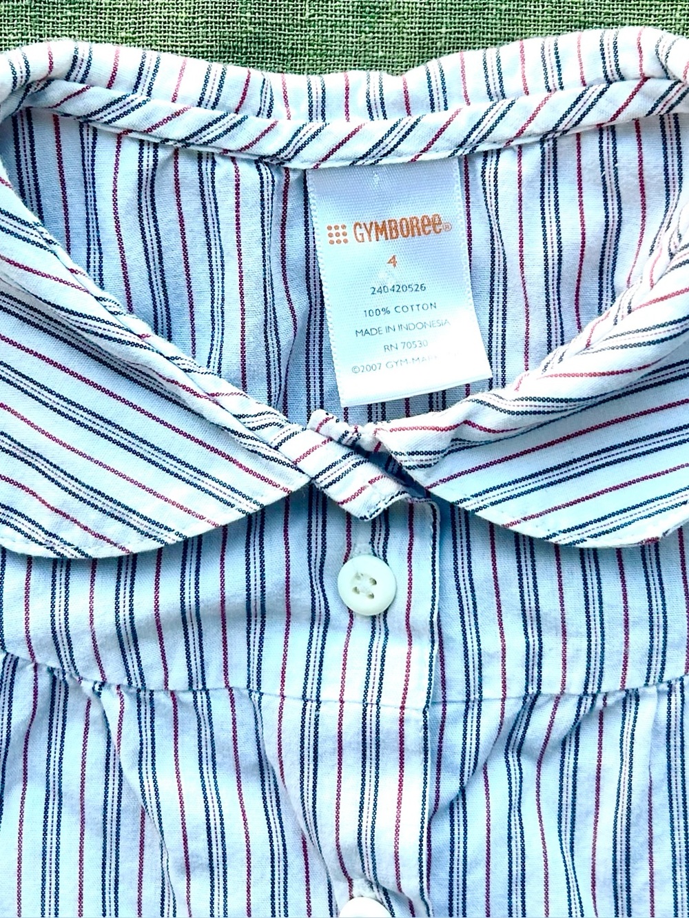 100% cotton striped girl’s short sleeve blouse